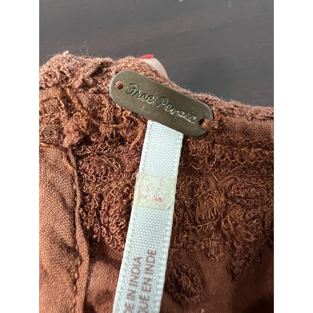 Free People Fall Embroidered Lace Victorian Bronze‎ Mini Dress 6 - Picture 8 of 14
